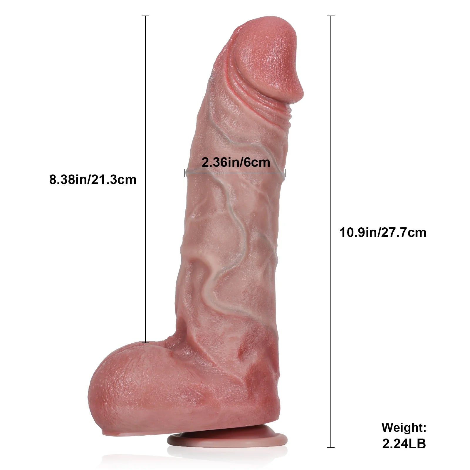 10.9" Thick Thrusting Dildo with 7 Telescopic & 3 Vibrating Modes