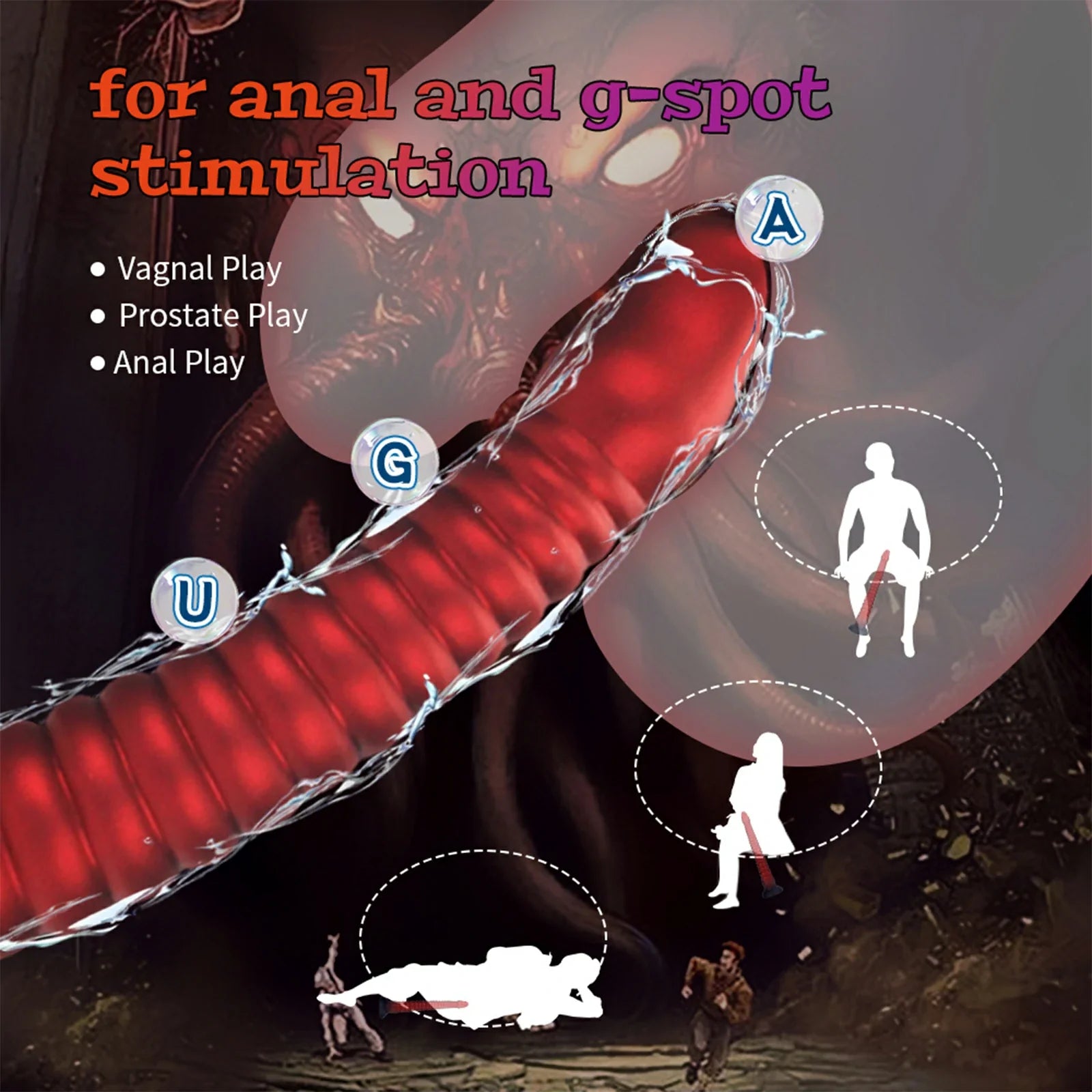 16.8 Inch Tentacle Dildo Ringed Texture Suction Base Fantasy Play