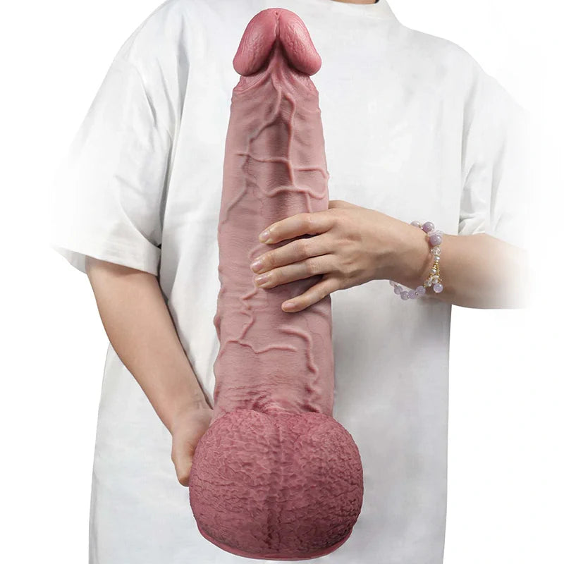 16" Ultra Huge Curved Suction Cup Dildo