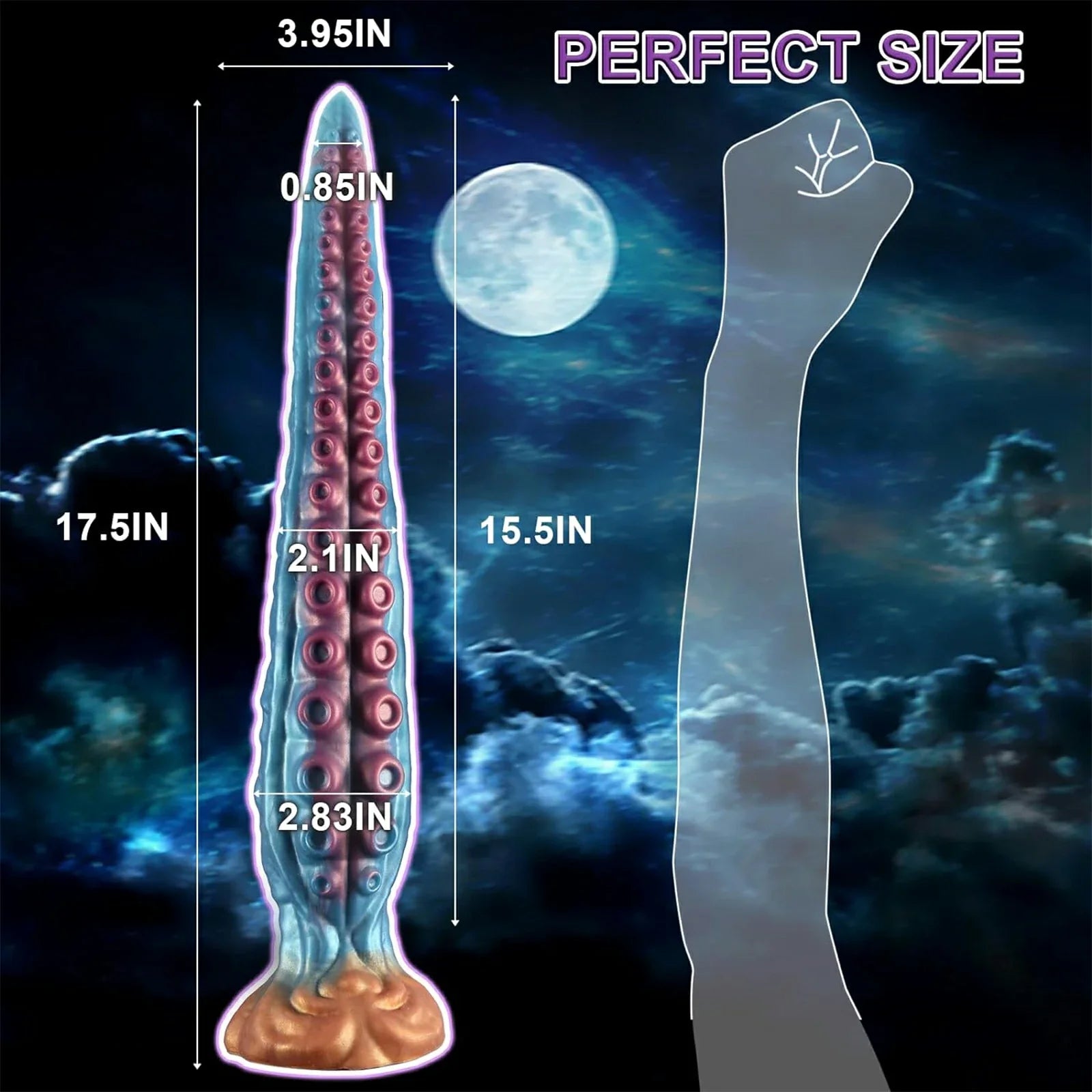 17.5 Inch Curved Fantasy Octopus Dildo Powerful Suction Cup Lifelike Suckers