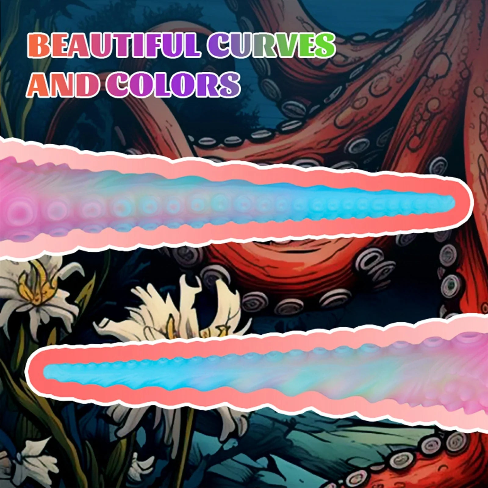 17.5 Inch Fantasy Tentacle Dildo Glow in the Dark Spiked Texture Anal Vaginal Play