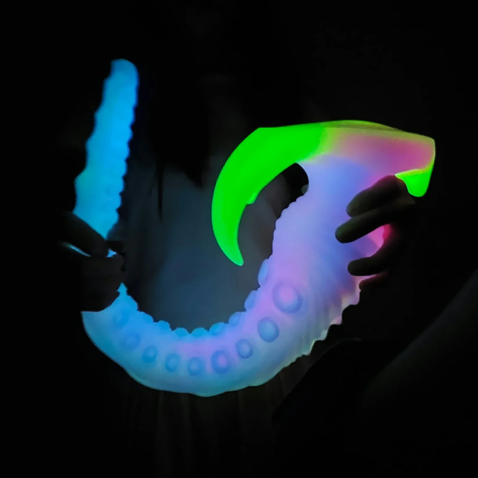 17.5 Inch Fantasy Tentacle Dildo Glow in the Dark Spiked Texture Anal Vaginal Play