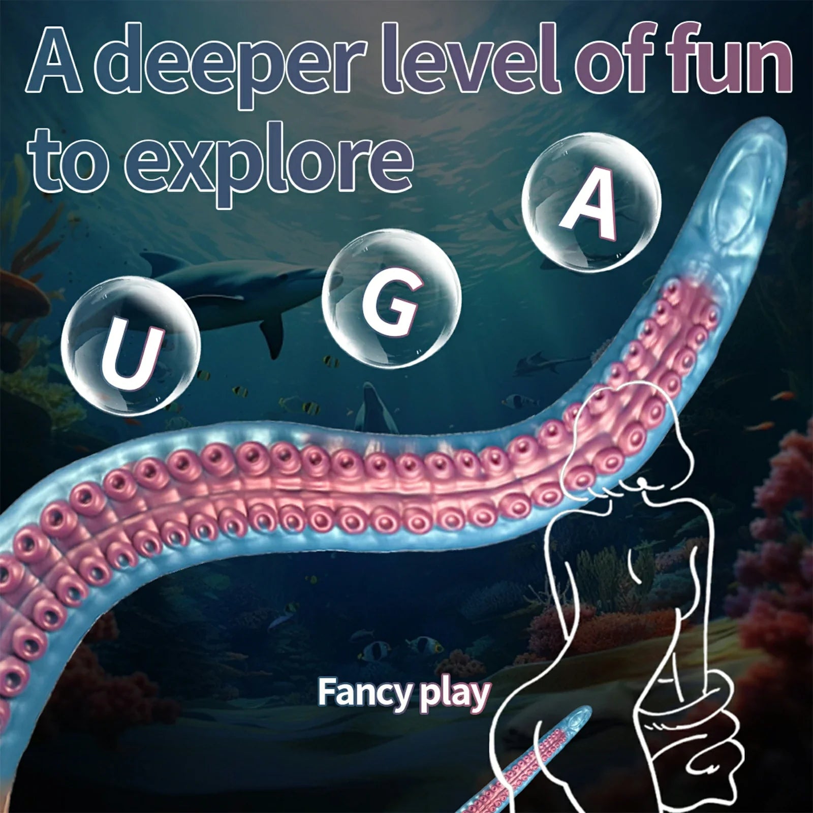 18.5 Inch Celestial Blue Tentacle Dildo Eldritch Curves Skull Crafted Suction Base