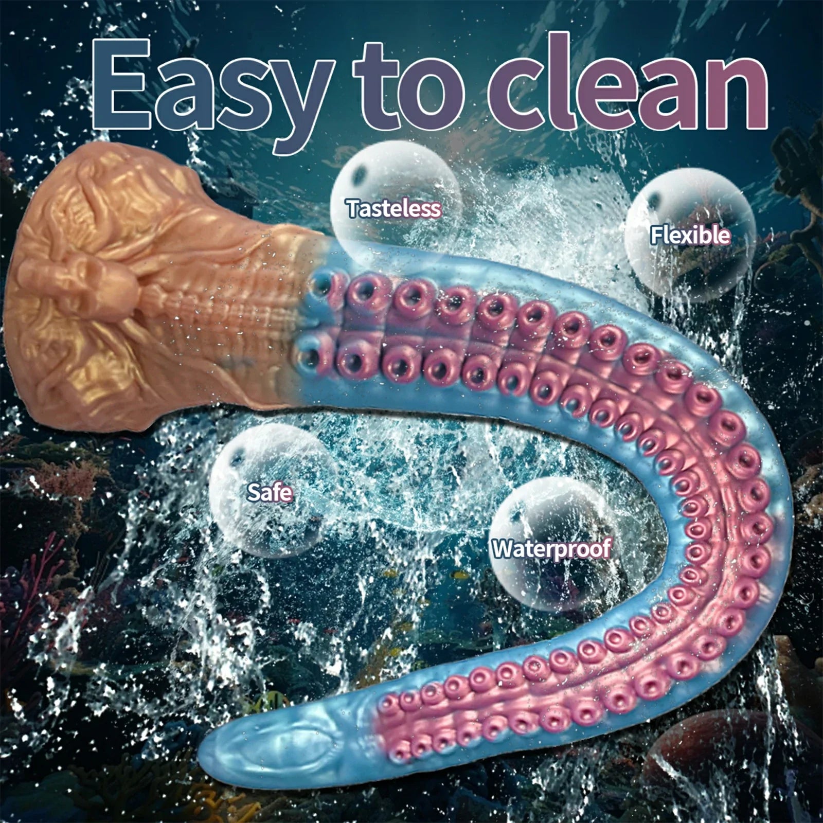 18.5 Inch Celestial Blue Tentacle Dildo Eldritch Curves Skull Crafted Suction Base