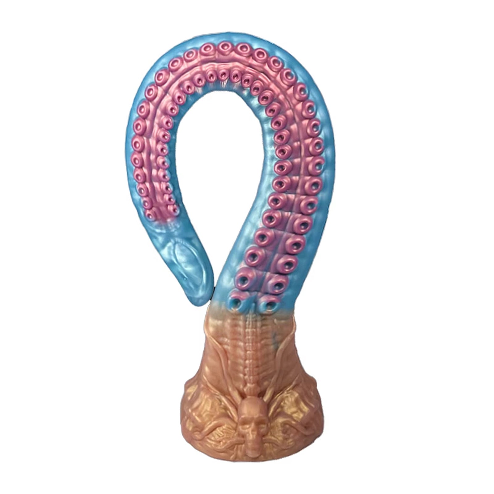 18.5 Sky Blue Octopus Tentacle Dildo Weird Curve, Skull Shape