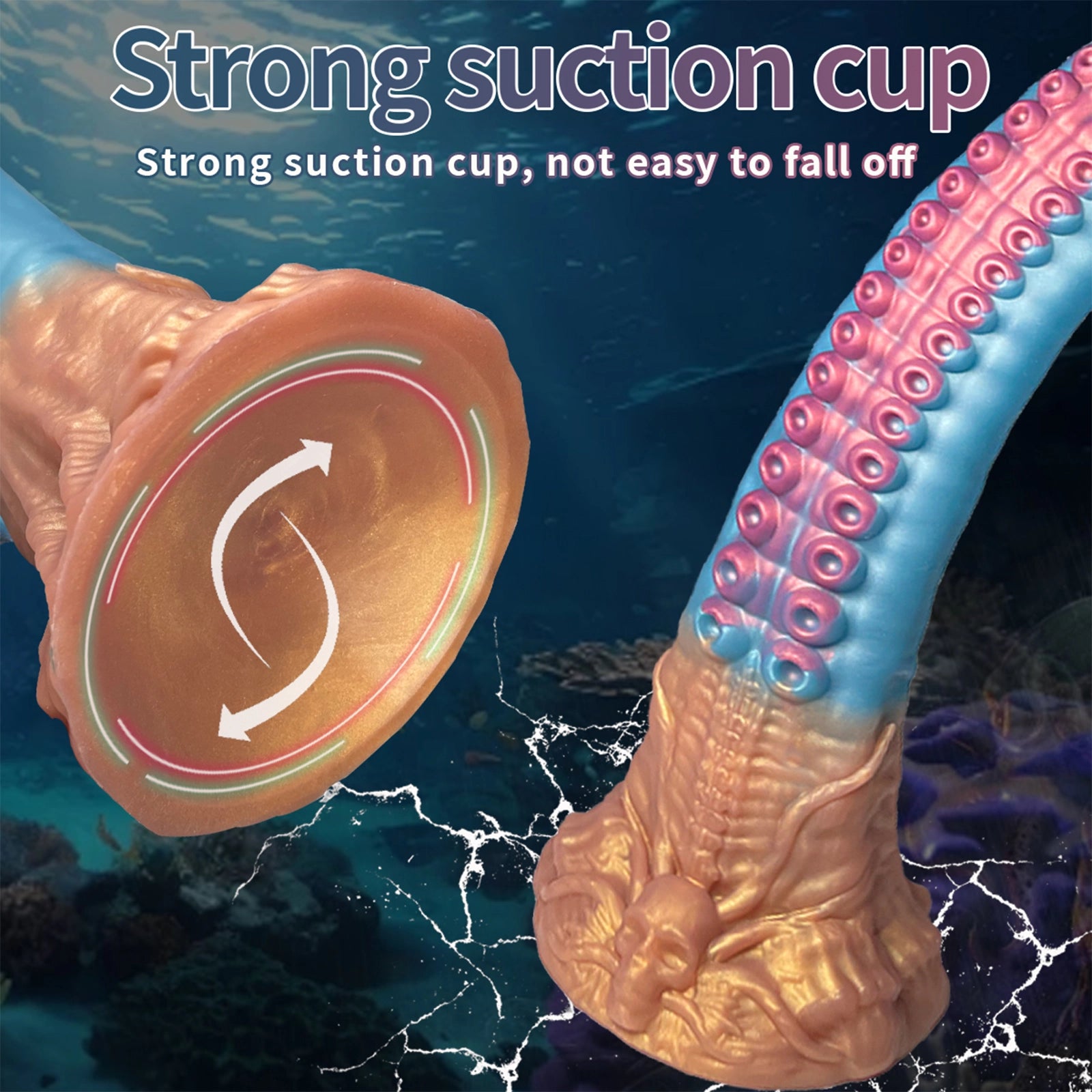 18.5 Sky Blue Octopus Tentacle Dildo Weird Curve, Skull Shape