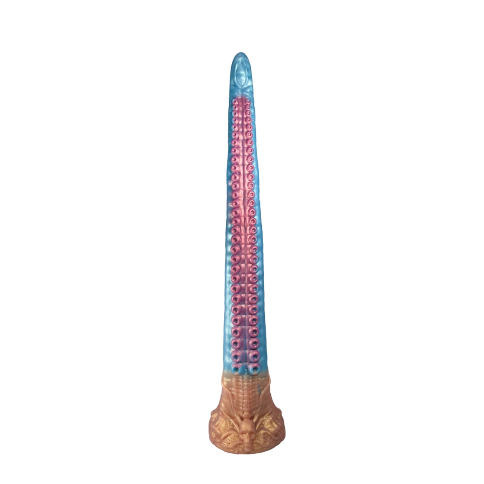 18.5 Sky Blue Octopus Tentacle Dildo Weird Curve, Skull Shape