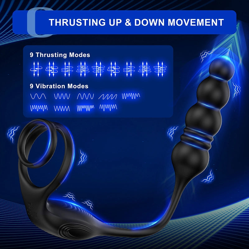 3 in 1 Wearable Remote Control Thrusting Vibrating Anal Beads