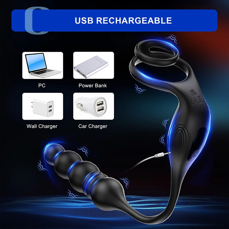 3 in 1 Wearable Remote Control Thrusting Vibrating Anal Beads