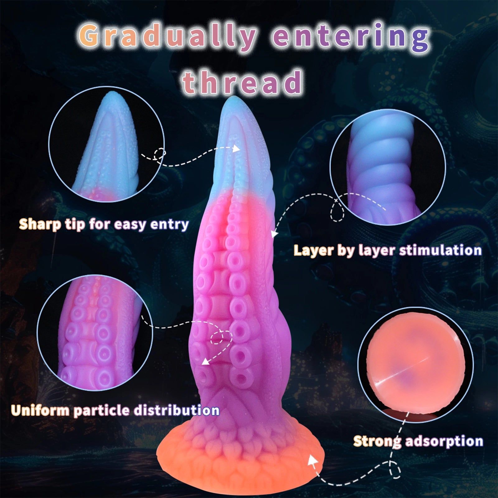 9.8 Colorful Tentacle Dildo with Textured Suction Cup