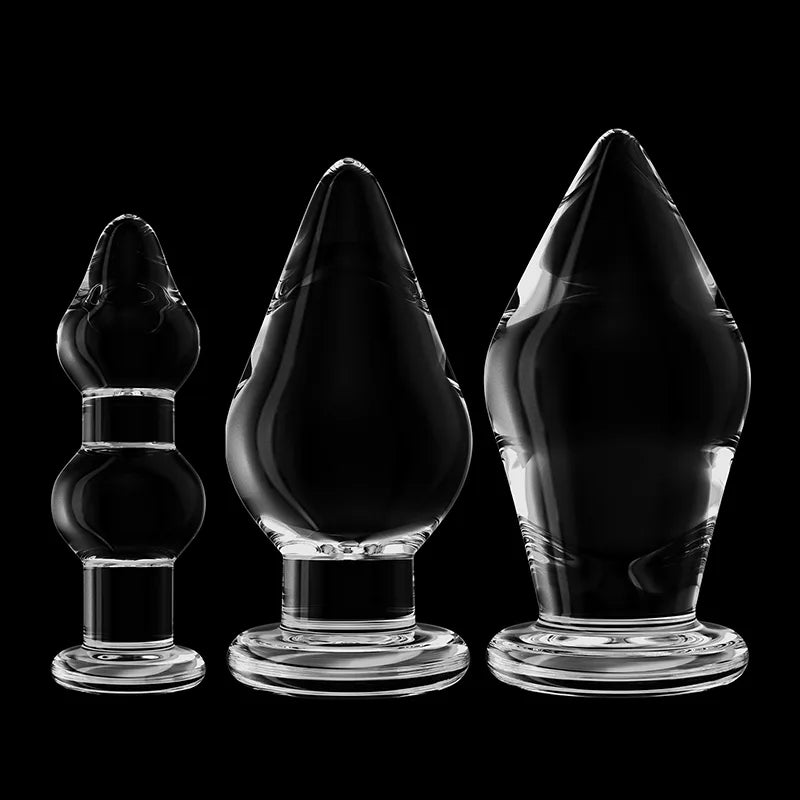 3Pcs Transparent Glass Butt Plug Toys