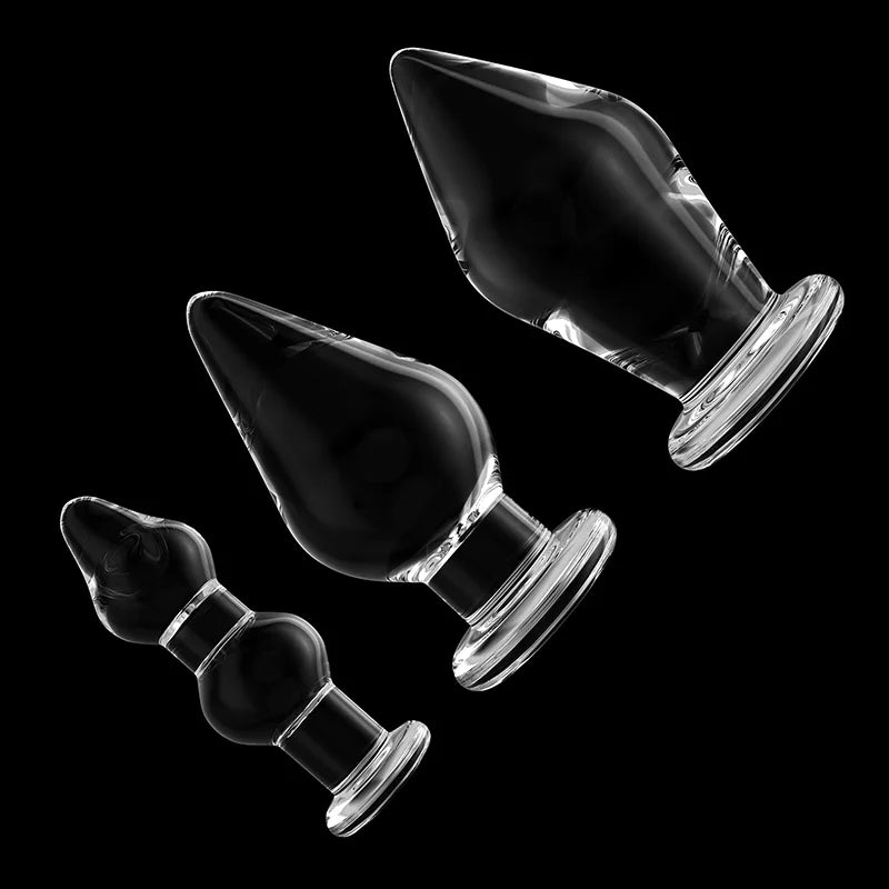 3Pcs Transparent Glass Butt Plug Toys