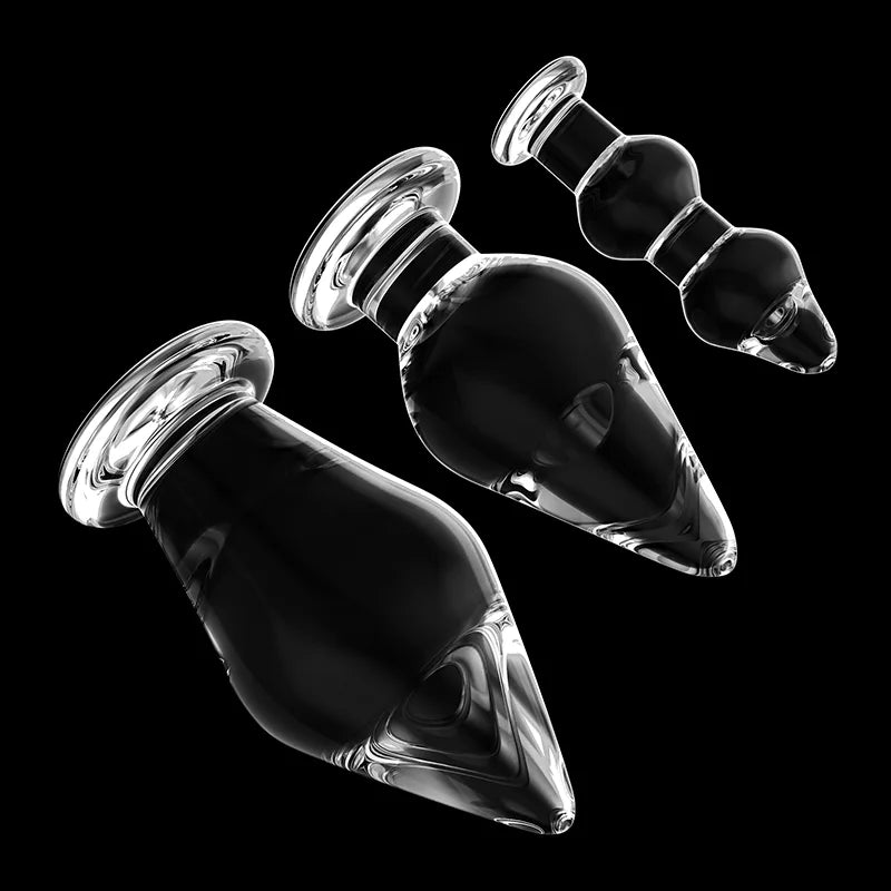 3Pcs Transparent Glass Butt Plug Toys
