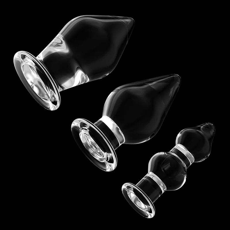 3Pcs Transparent Glass Butt Plug Toys