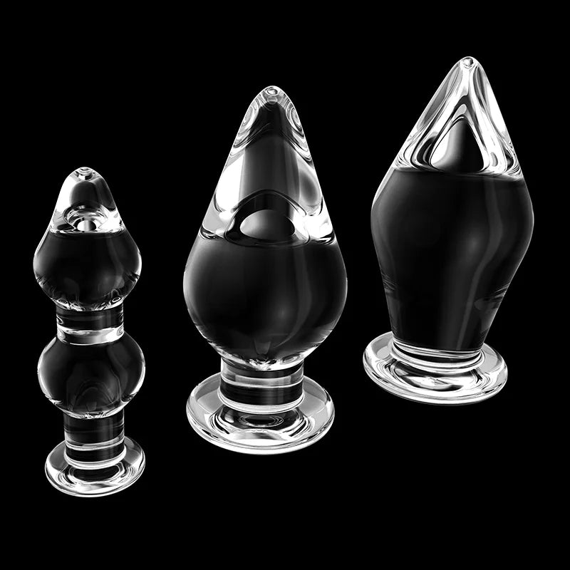 3Pcs Transparent Glass Butt Plug Toys