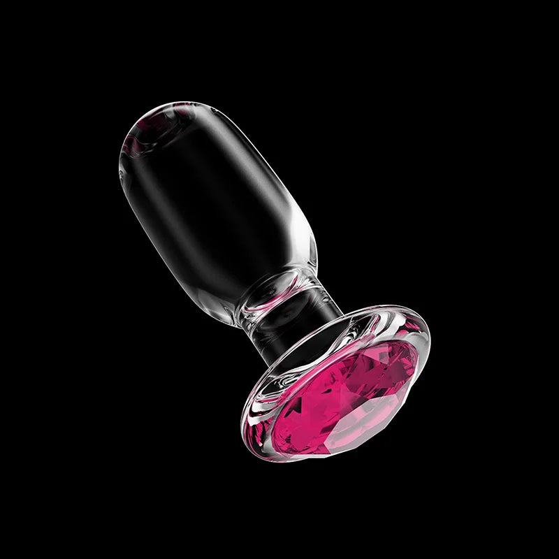 3Pcs Set Pink Gemstone Base Glass Butt Plug