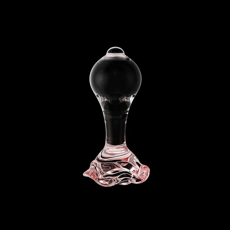 3Pcs Set Pink Flower Base Transparent Glass Butt Plug