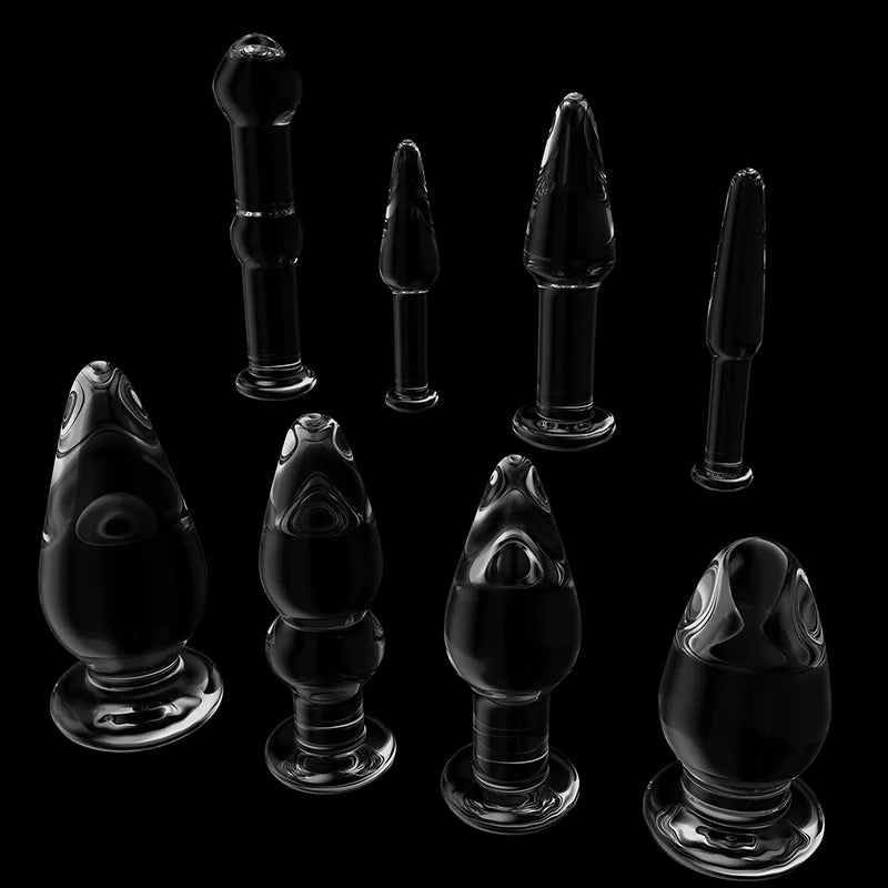 6Pcs Set Transparent Glass Butt Plug Beginner Training Kit
