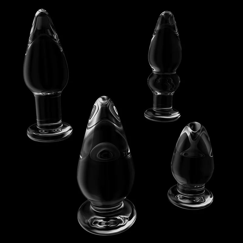 6Pcs Set Transparent Glass Butt Plug Beginner Training Kit