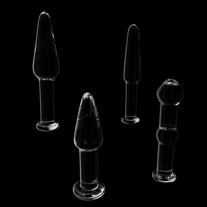6Pcs Set Transparent Glass Butt Plug Beginner Training Kit
