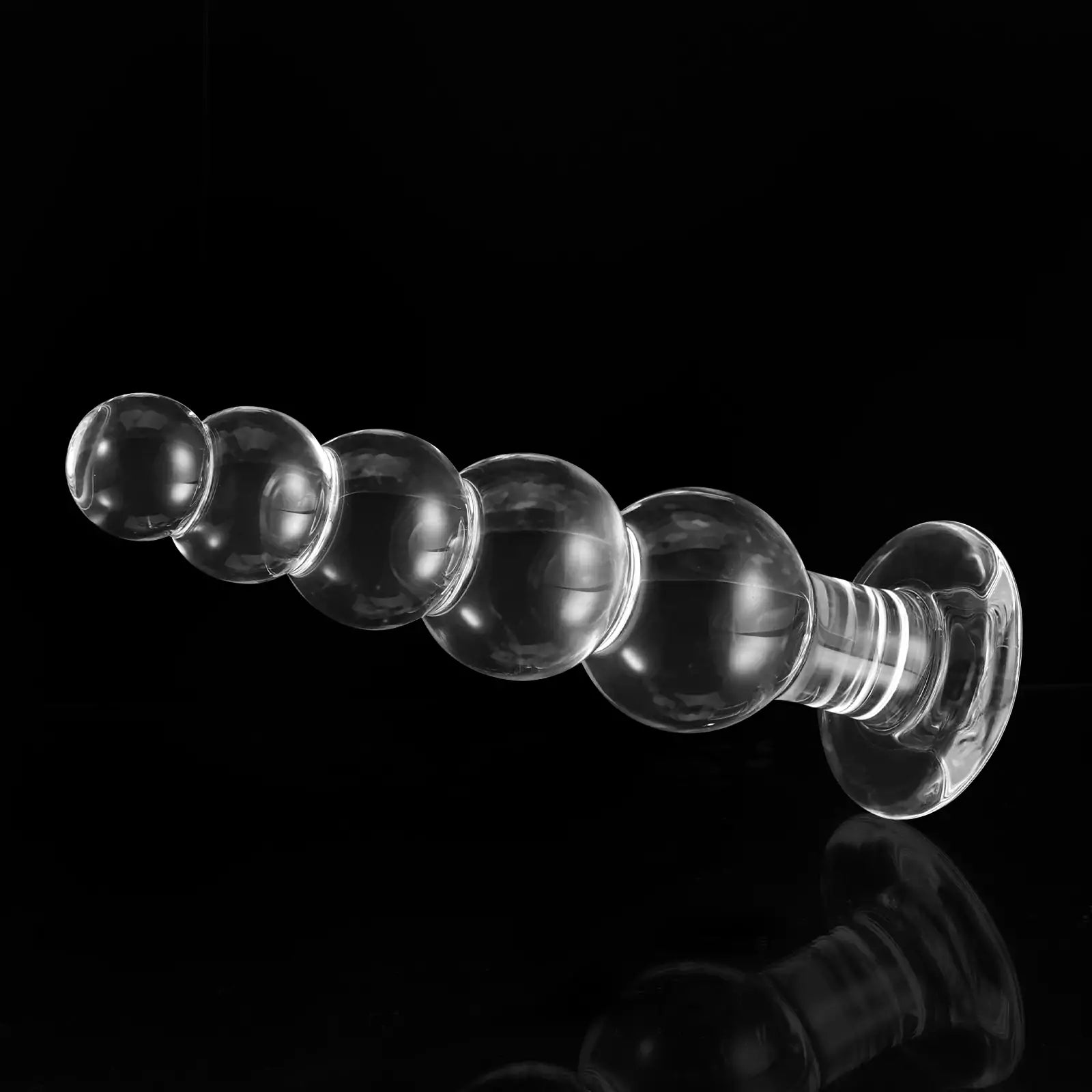 7.6-Inch Crystal Clear Beaded Glass Dildo