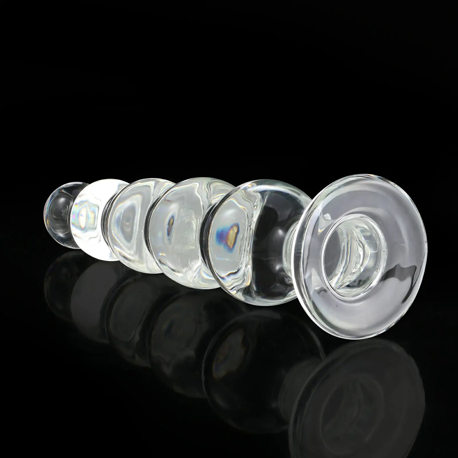 7.6-Inch Crystal Clear Beaded Glass Dildo