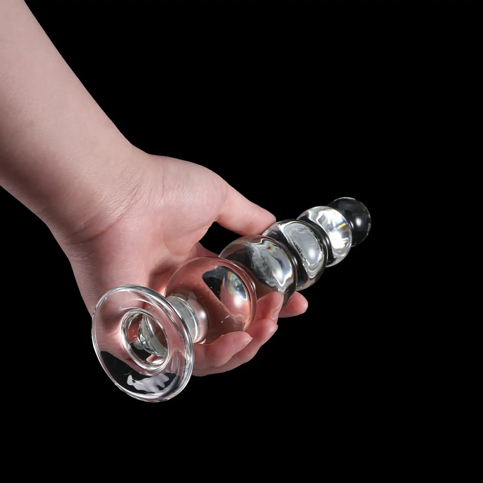 7.6-Inch Crystal Clear Beaded Glass Dildo