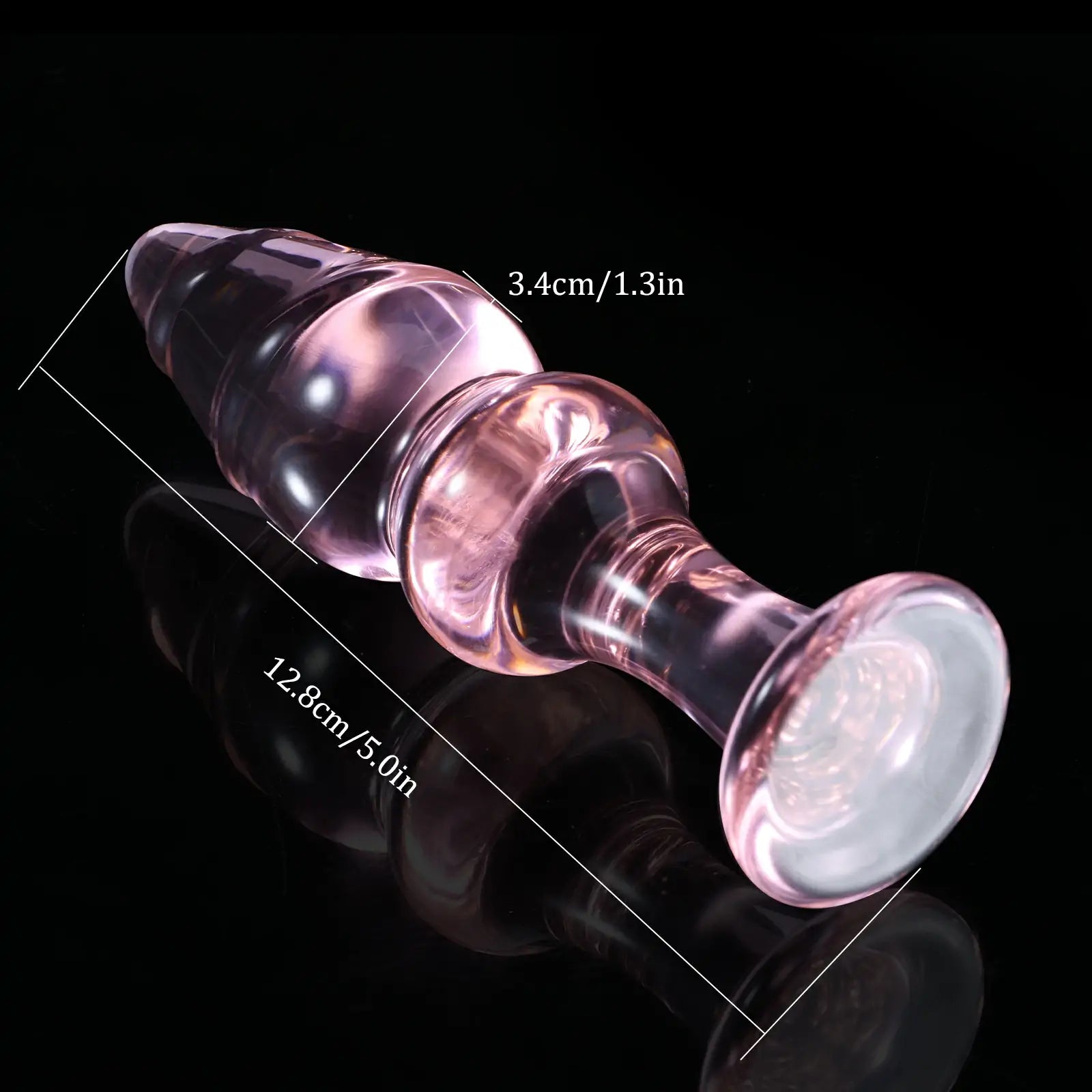 5 Inch Pink Beaded Glass Butt Plug toy
