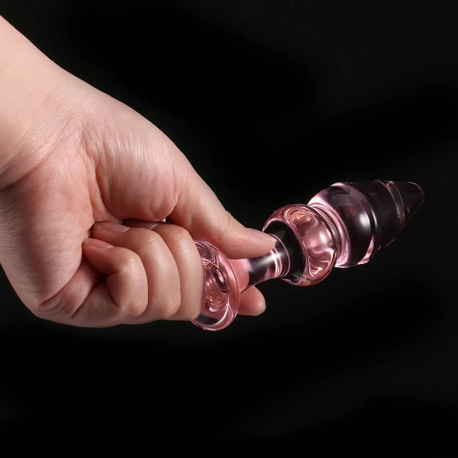 5 Inch Pink Beaded Glass Butt Plug toy