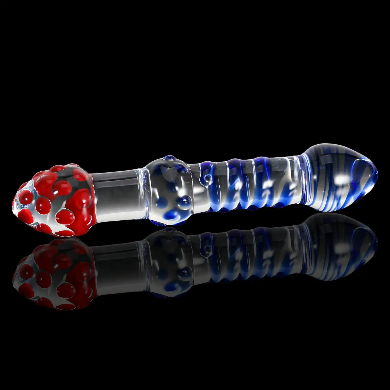 Double-ended textured glass dildo