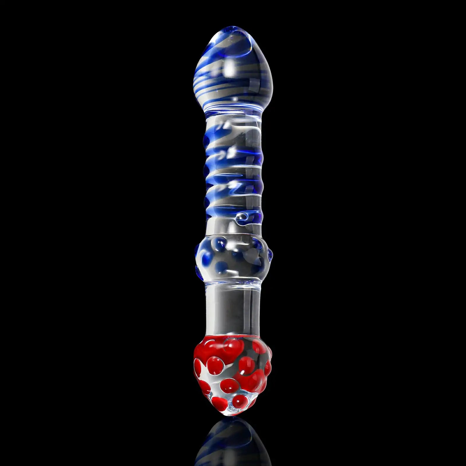 Double-ended textured glass dildo