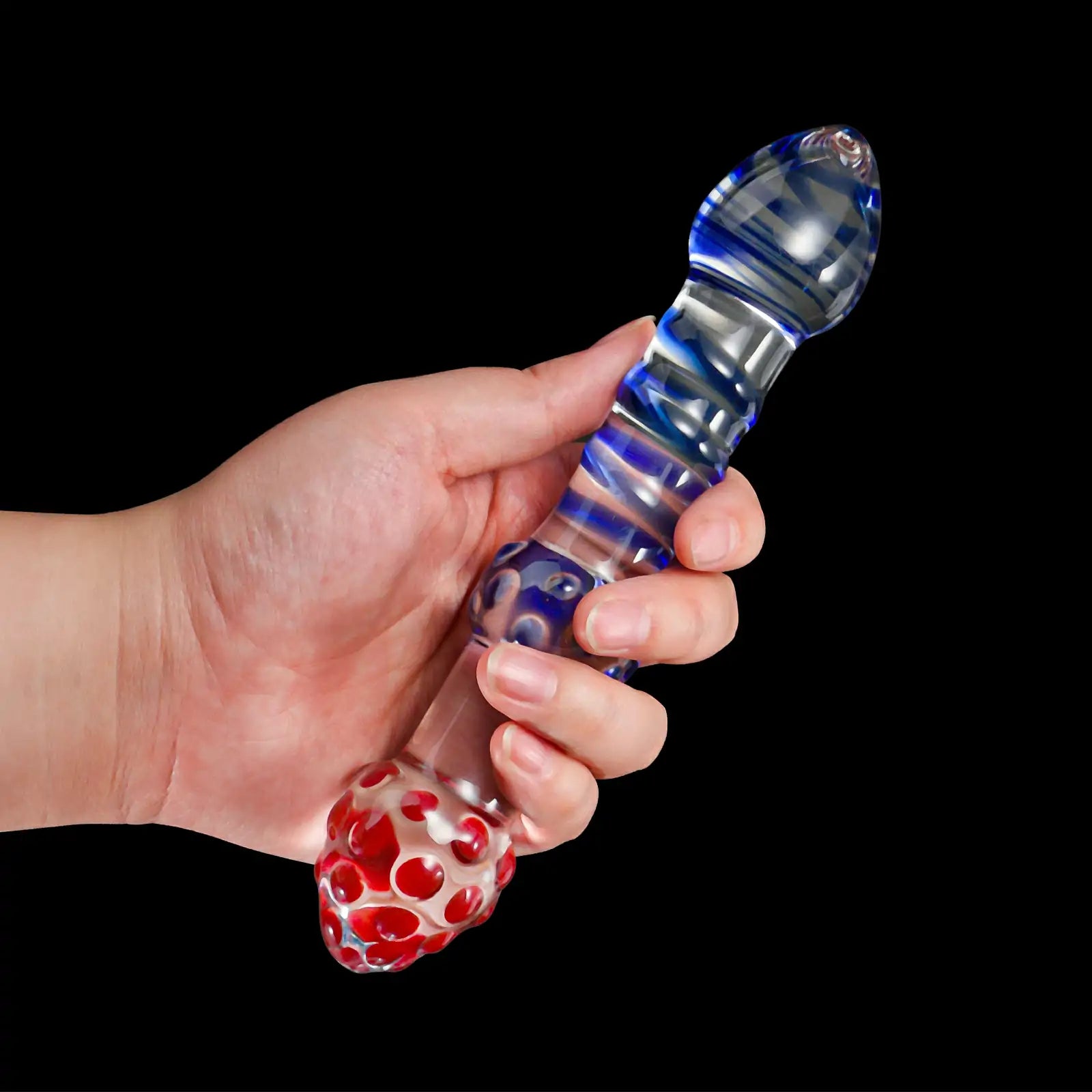 Double-ended textured glass dildo