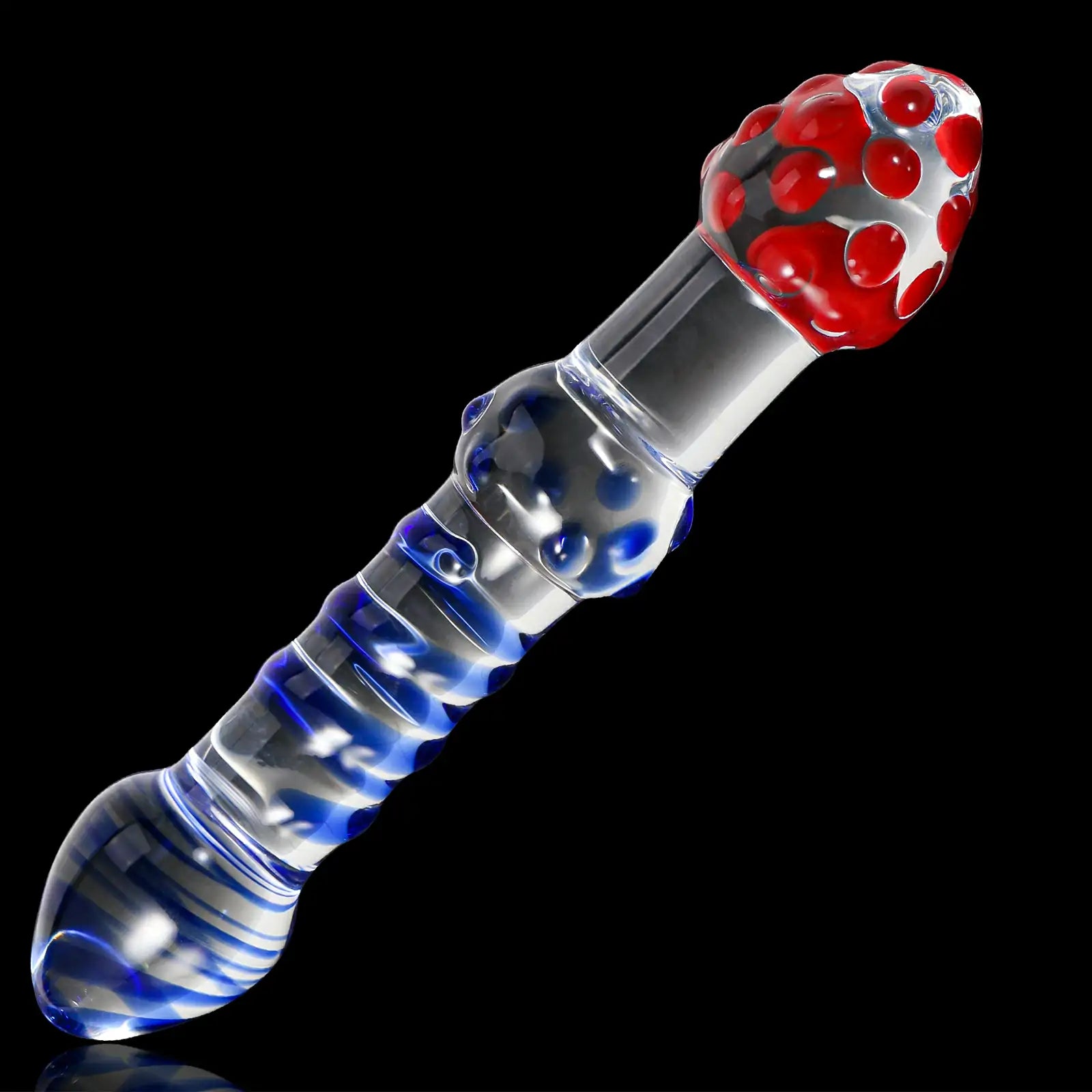Double-ended textured glass dildo