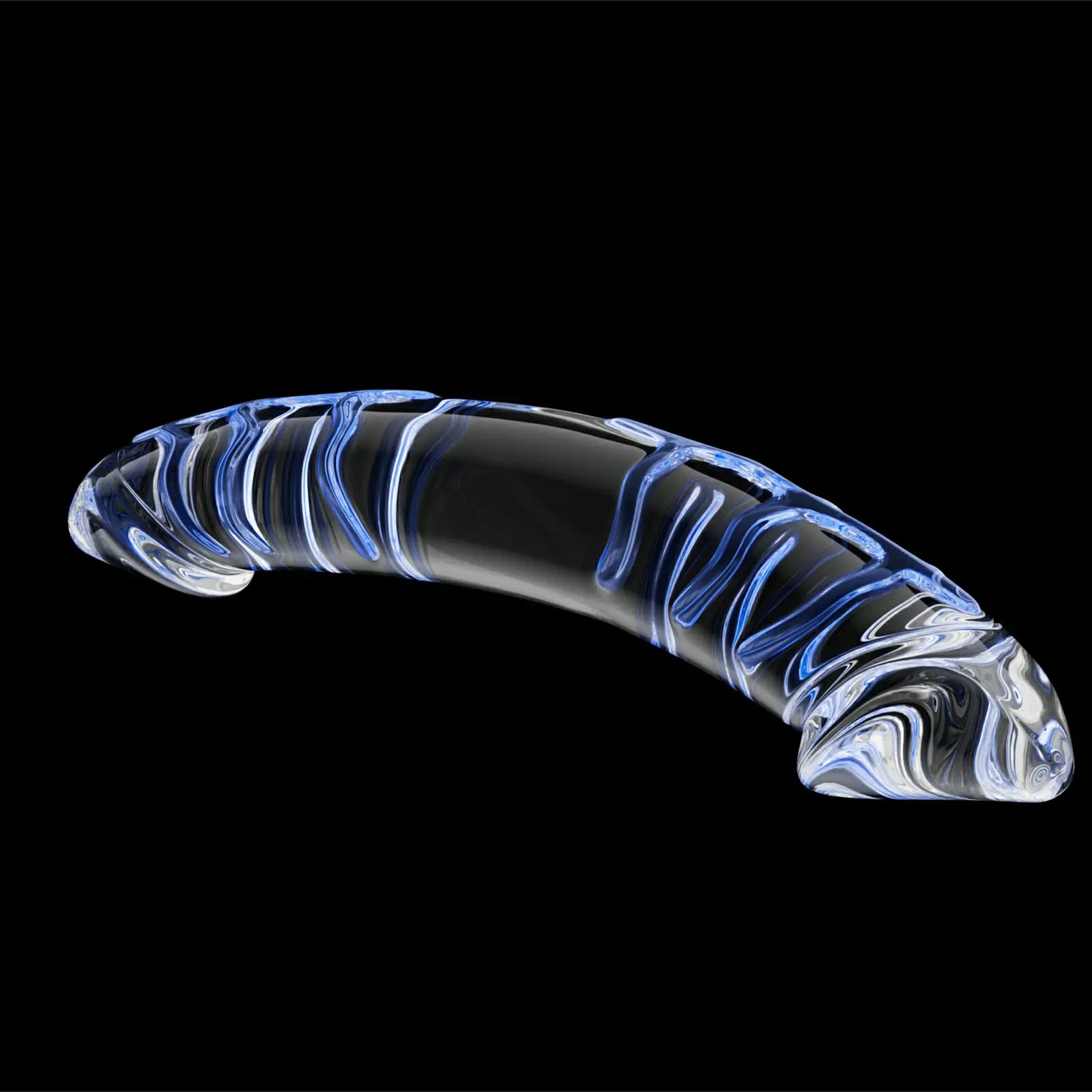Double ended vein textured big glass dildo