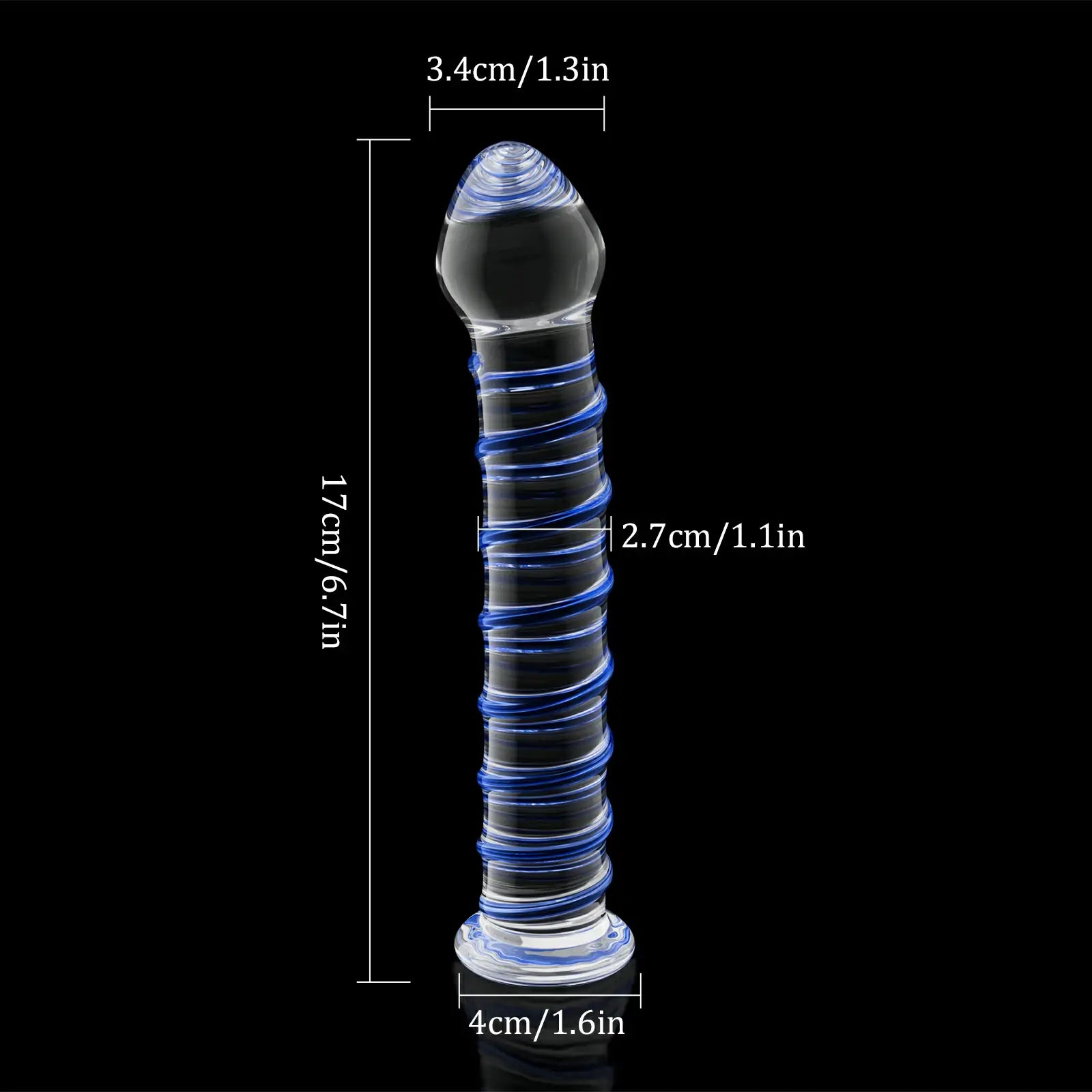 Single Head Threaded Blue Glass Dildo