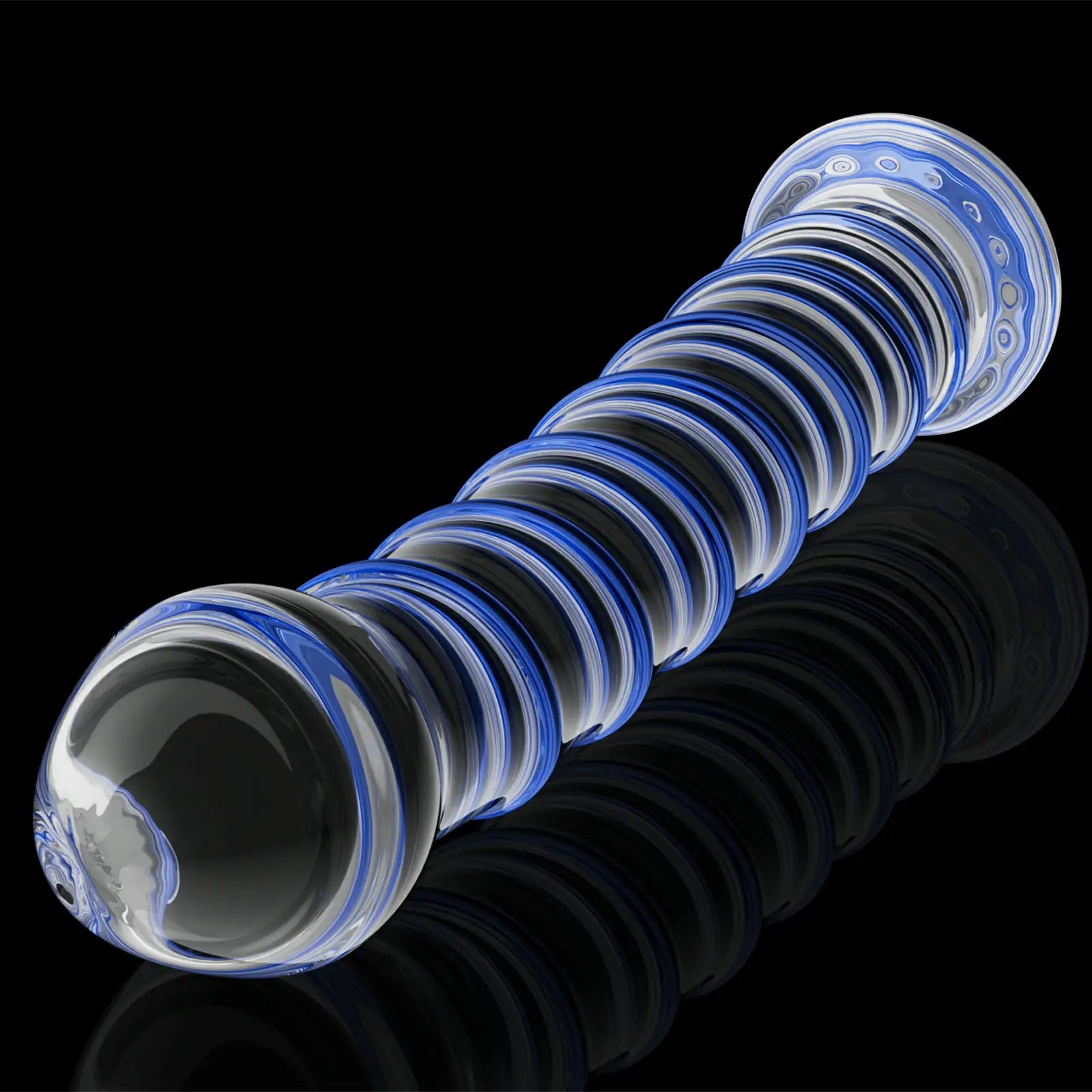 Single Head Threaded Blue Glass Dildo