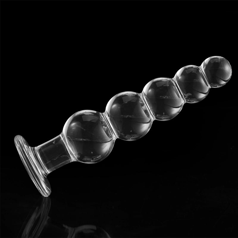 7.6-Inch Crystal Clear Beaded Glass Dildo