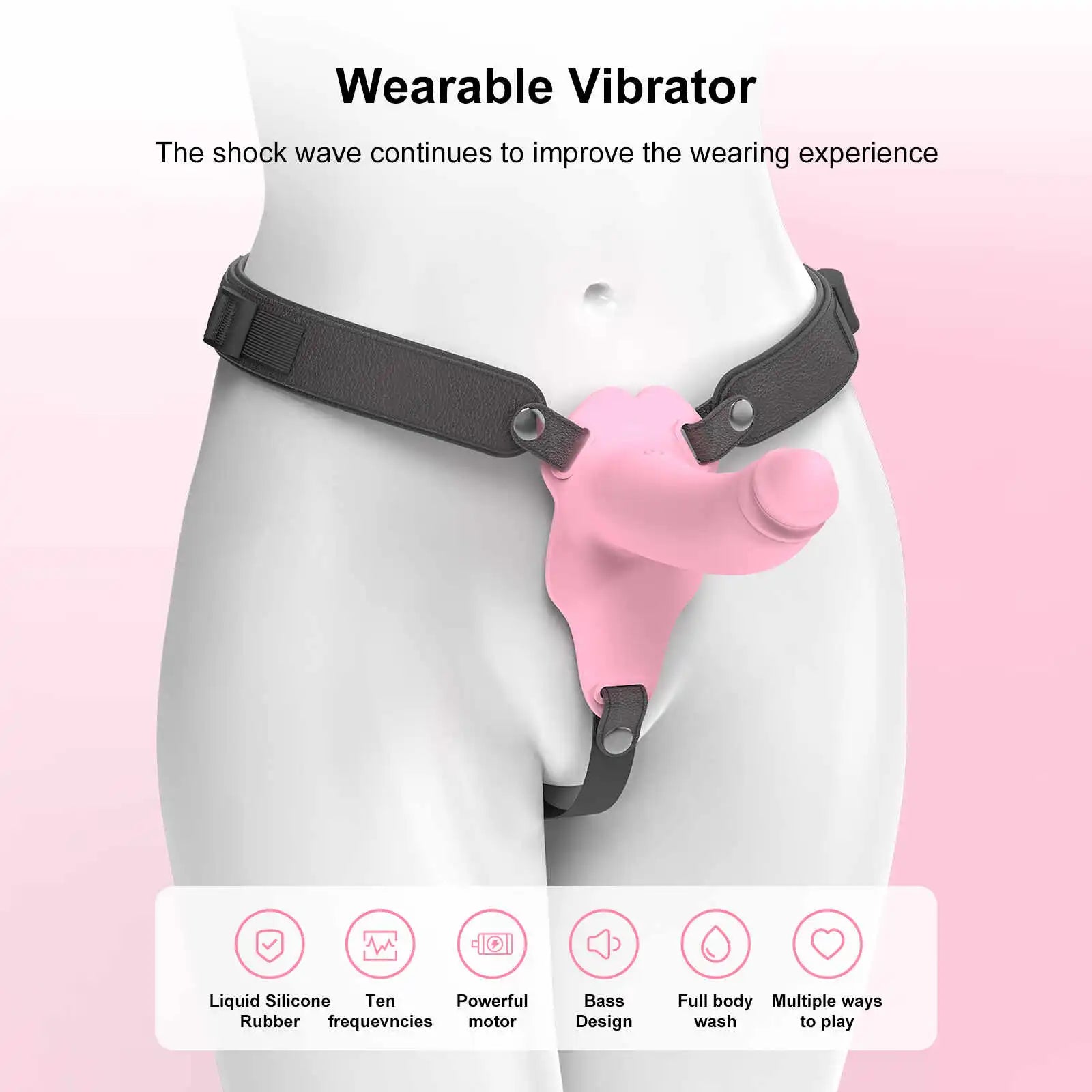Lesbian Vibrator 10 Frequency Strap-On Vibrating Dildo 9.72 Inch