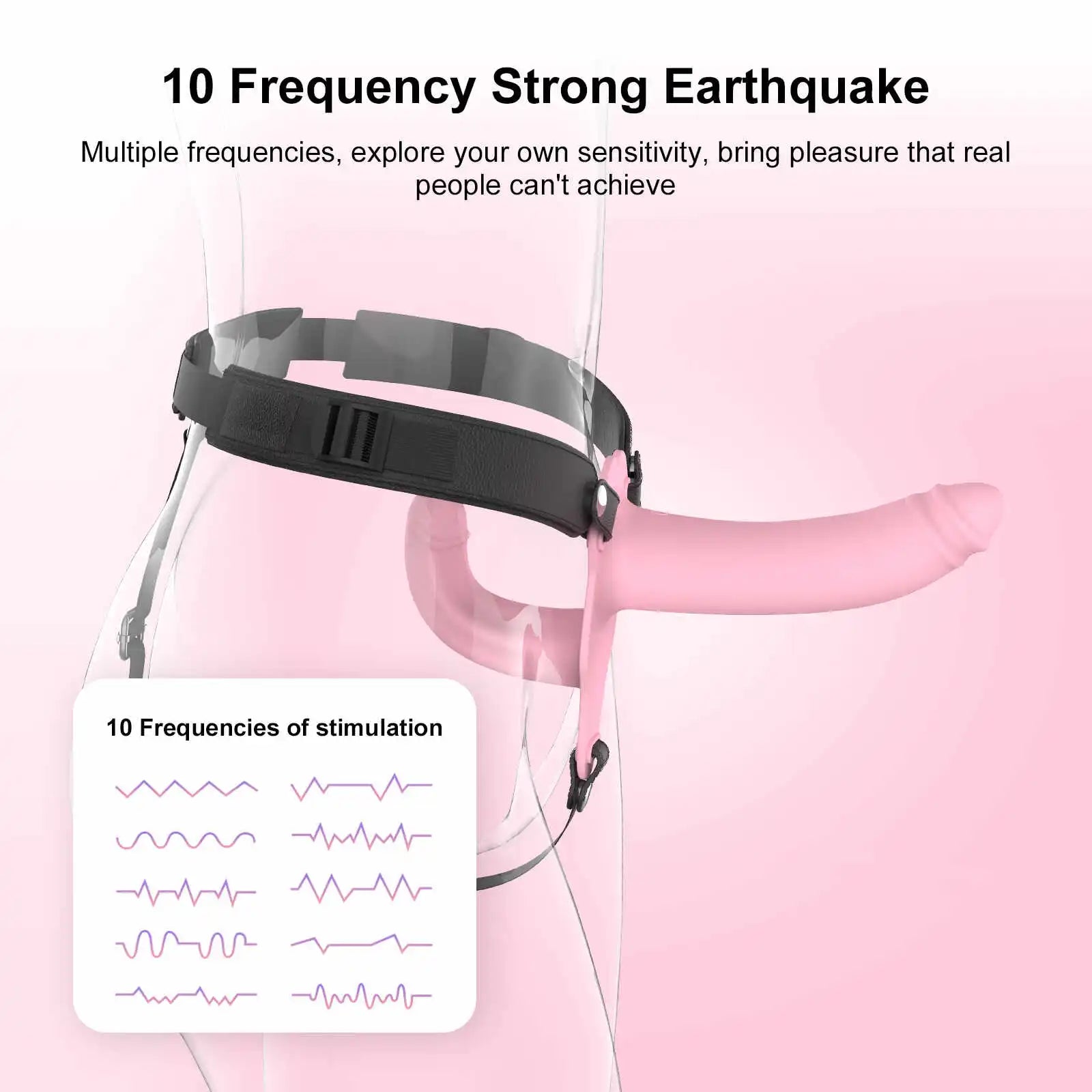 Lesbian Vibrator 10 Frequency Strap-On Vibrating Dildo 9.72 Inch