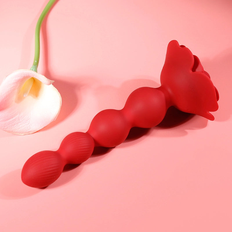 10 Rotate Twist & Vibration Modes Remote Control Rose Base Anal Beads