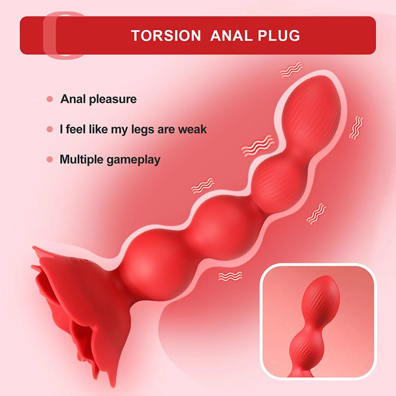 10 Rotate Twist & Vibration Modes Remote Control Rose Base Anal Beads