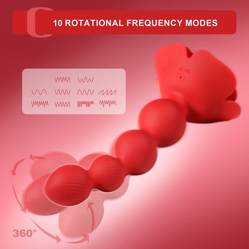 10 Rotate Twist & Vibration Modes Remote Control Rose Base Anal Beads