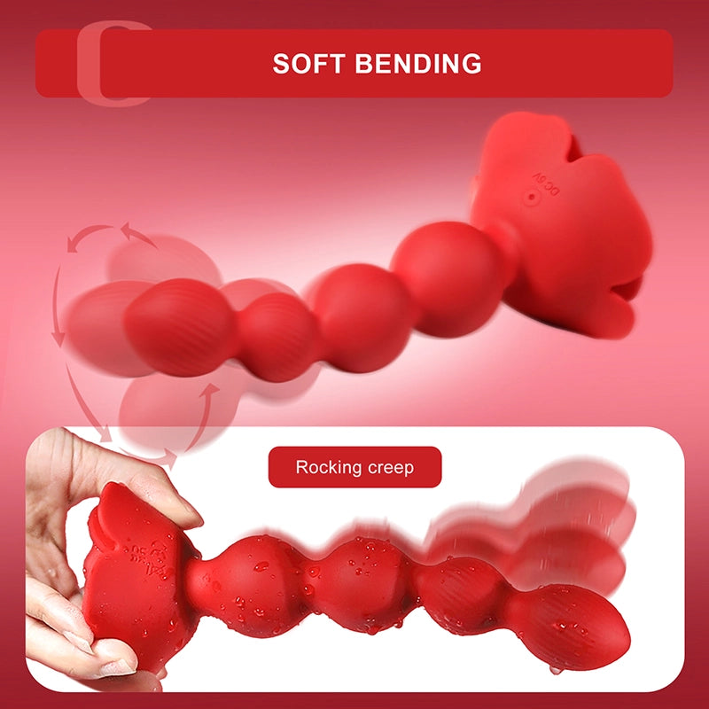 10 Rotate Twist & Vibration Modes Remote Control Rose Base Anal Beads