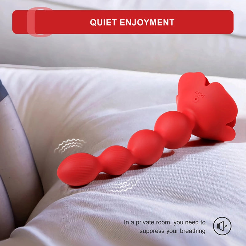 10 Rotate Twist & Vibration Modes Remote Control Rose Base Anal Beads