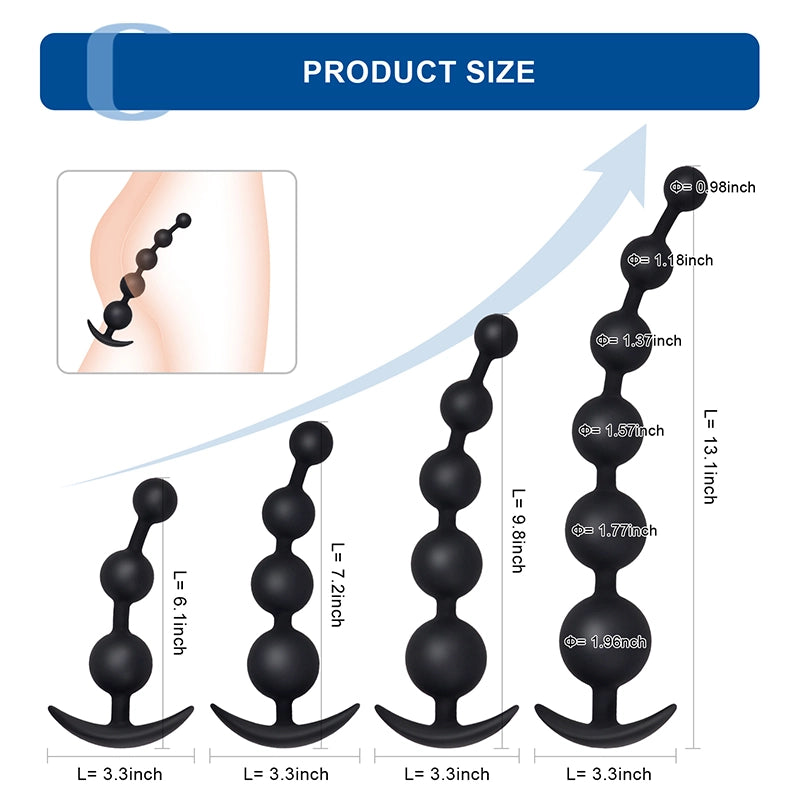 Silicone Anal Beads 4Sets for Beginners Advanced Users