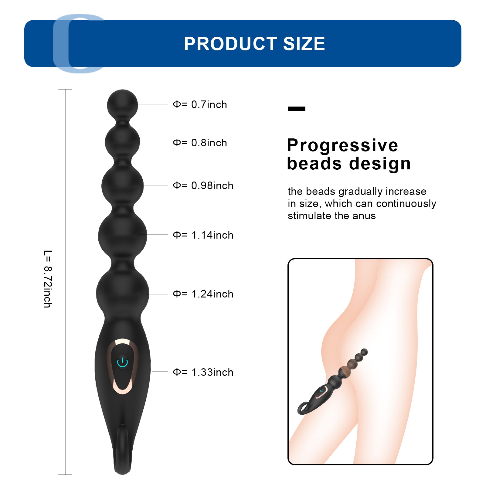 7 Vibration Modes Handle Anal Beads Toy