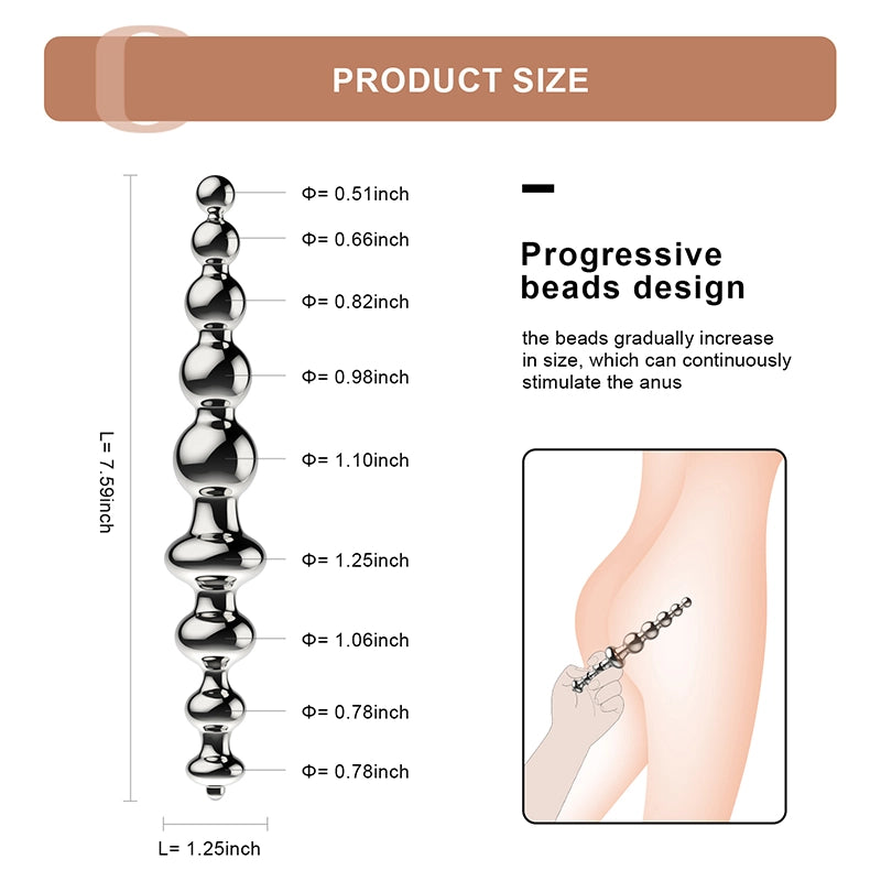 Metal Anal Beads Toy with 9 Balls