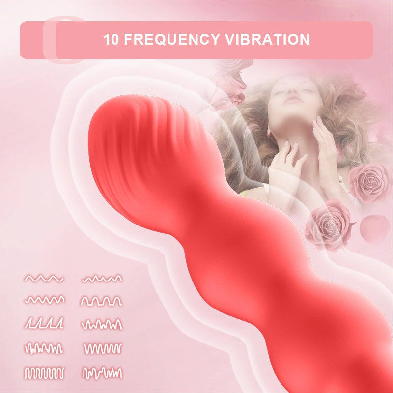 10 Vibration Modes Remote Control Anal Beads with Light Base
