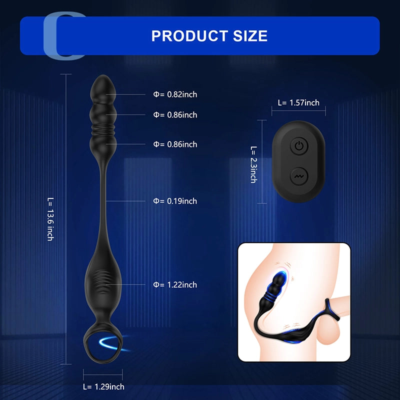 9 Vibration Remote Control Wearable Anal Beads Massager