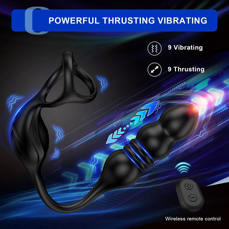 9 Vibration Remote Control Wearable Anal Beads Massager